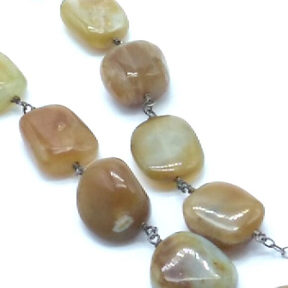 Artisan Tumbled Amazonite Square Beads on Wire Choker Necklace - Picture 15 of 16